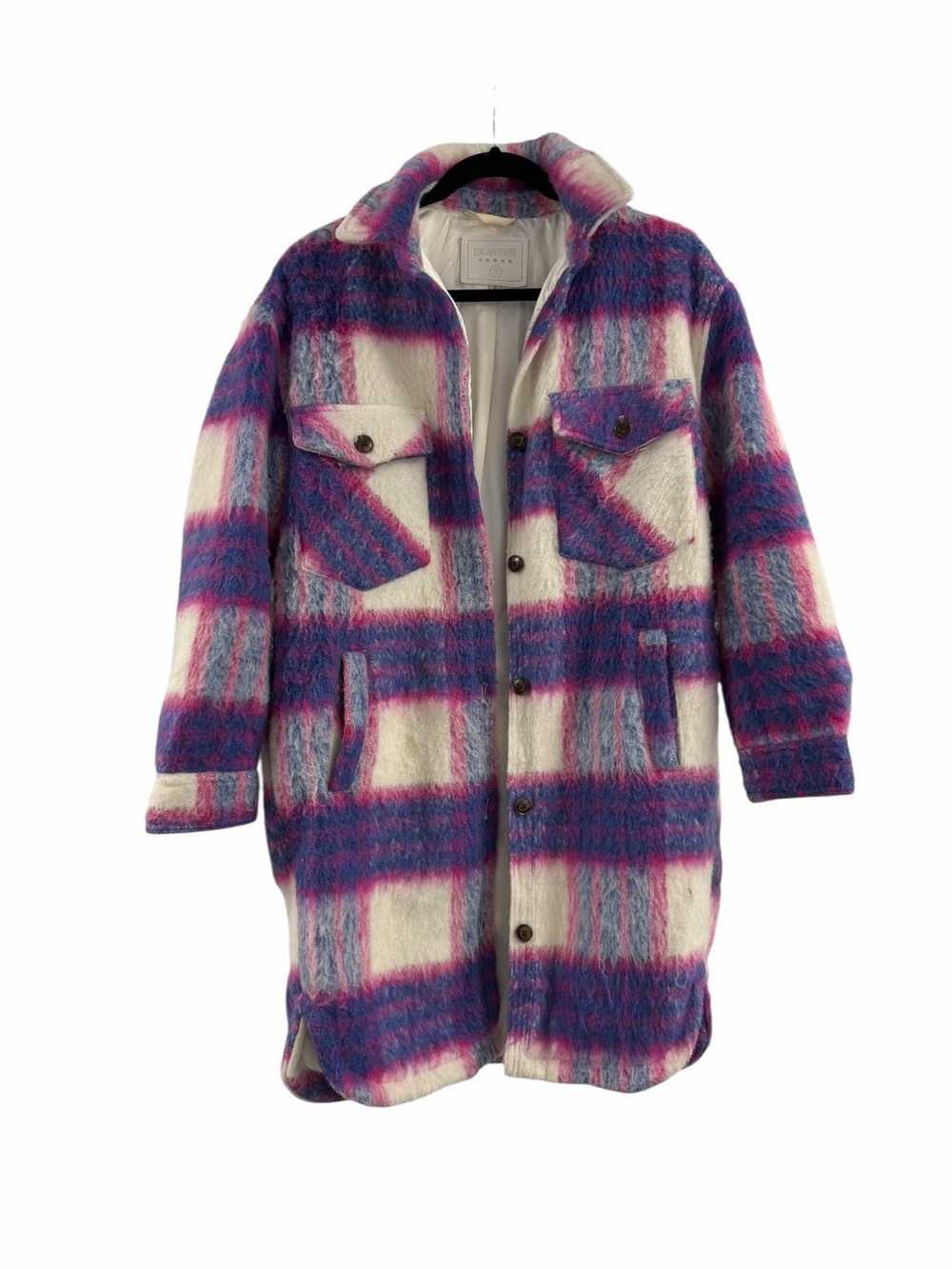 Blank NYC Purple & Pink Plaid Shacket Coat